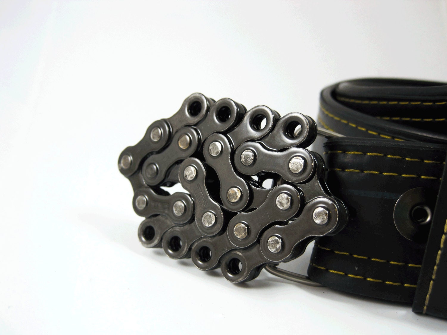 Mini Recycled Bike Chain Belt Buckle Clear Finish