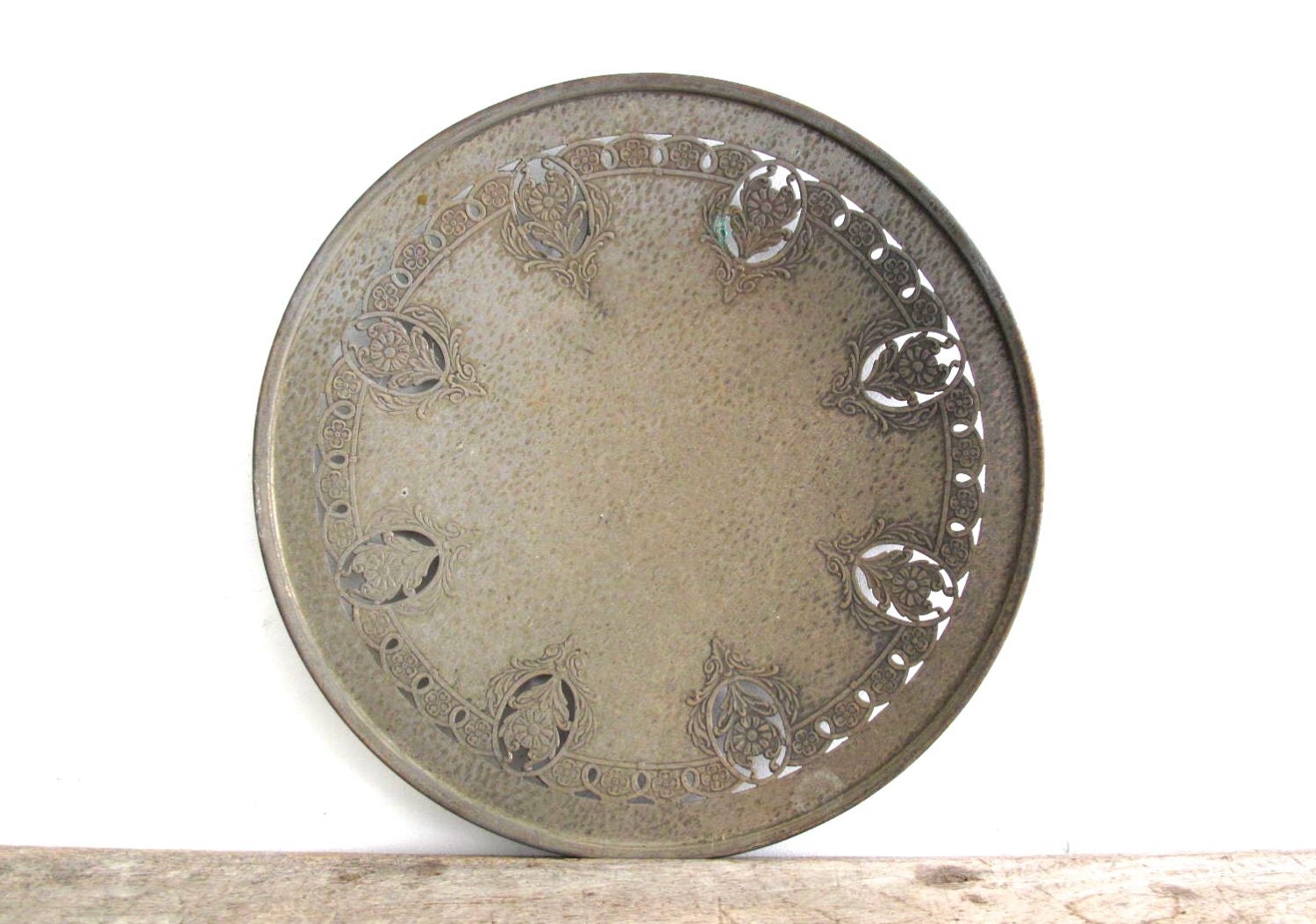 Antique Metal Decorative Plate Vintage Metal by SnapshotVintage