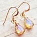 Vintage Petite Glass Opal Earrings - 14K Gold Filled - Vintage Cherry Brand Fire Opal, Birthstone Jewlery