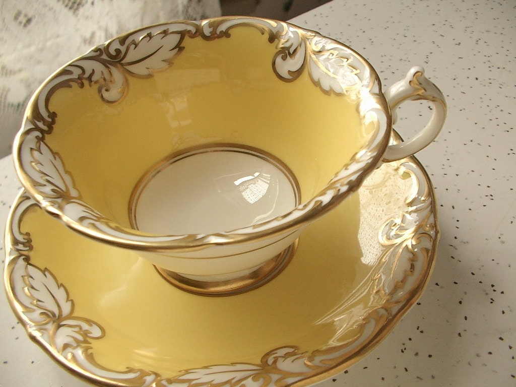 RARE yellow tea cup and saucer set vintage by ShoponSherman