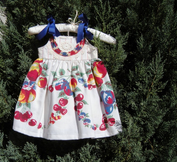 Vintage Tablecloth Dress Size 14 to 22 Months