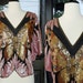 Vintage Glam 70s Lord & Taylor Butterfly Sequin Beaded Top Pink Gold