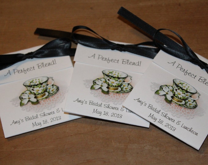 Dogwood Teacup Personalized Tea Bag Birthday Wedding and Bridal Shower Party Favors