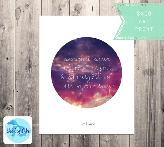 Items similar to Peter Pan Galaxy Print Nursery Art Star and Sky