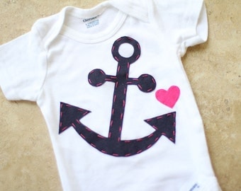 Girly Nautical Anchor Onesie - Made to Order