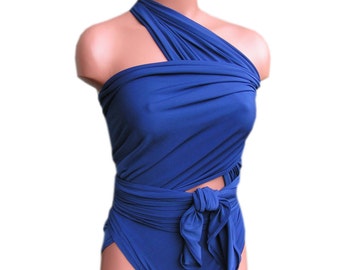 Extra Large Bathing Suit Wrap Around Swimsuit Light Navy Blue Plus Size Womens, Teen and Maternity Swimwear