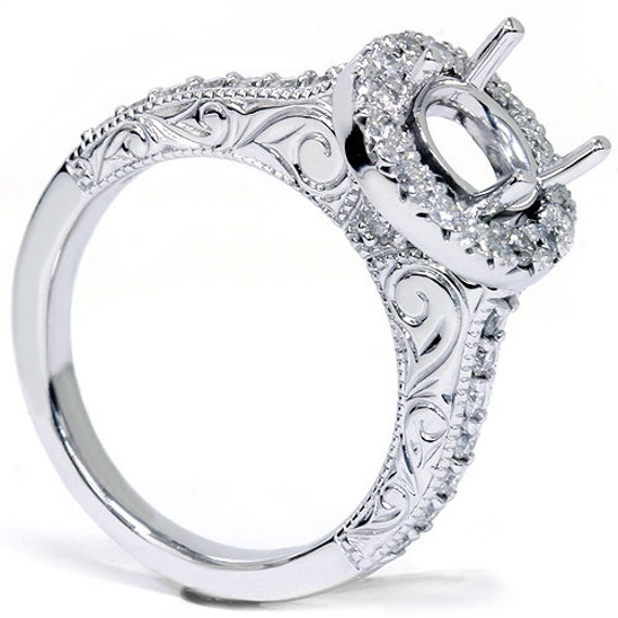Vintage hand engraved engagement rings