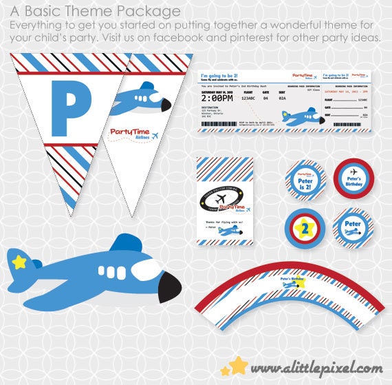  Party Printable Airplane Party Theme Basic Package