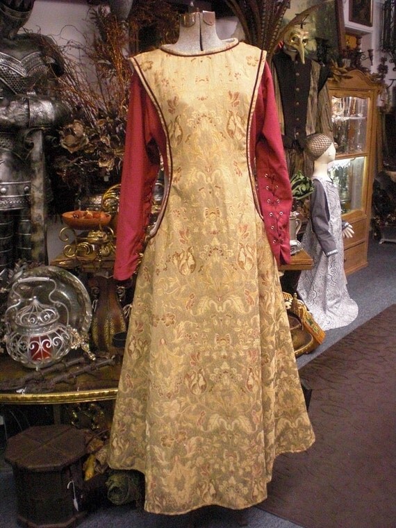 Medieval Gown and Sideless Surcoat with Belt and by MossyRoseCB