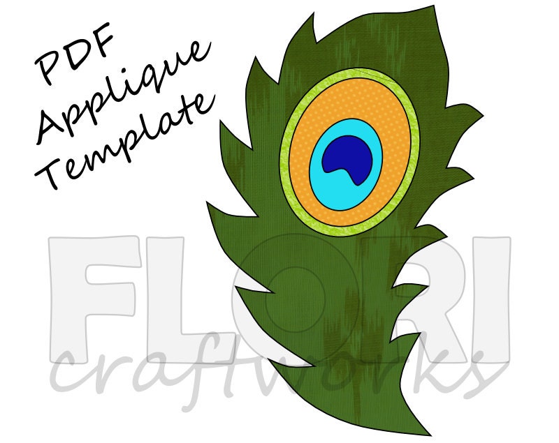 Download Peacock Feather Applique Template Pattern: PDF Peacock Design