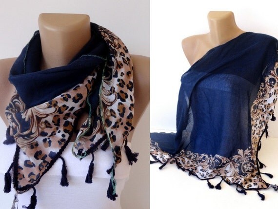 Items similar to navy beige summer scarf ,women fashion accessory ...