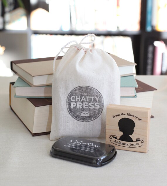 Personalized Bookplate Stamp Gift Set rubber stamp with your