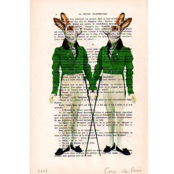 Rabbits 2 dandy rabbits rabbit print rabbit poster rabbit