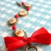 Retro Red Bracelet, Vintage Red Bracelet, Fruit Bracelet, Ribbon Bow Bracelet, Vintage Jewelry, Retro Jewelry, Cherries, Apples, Rockabilly