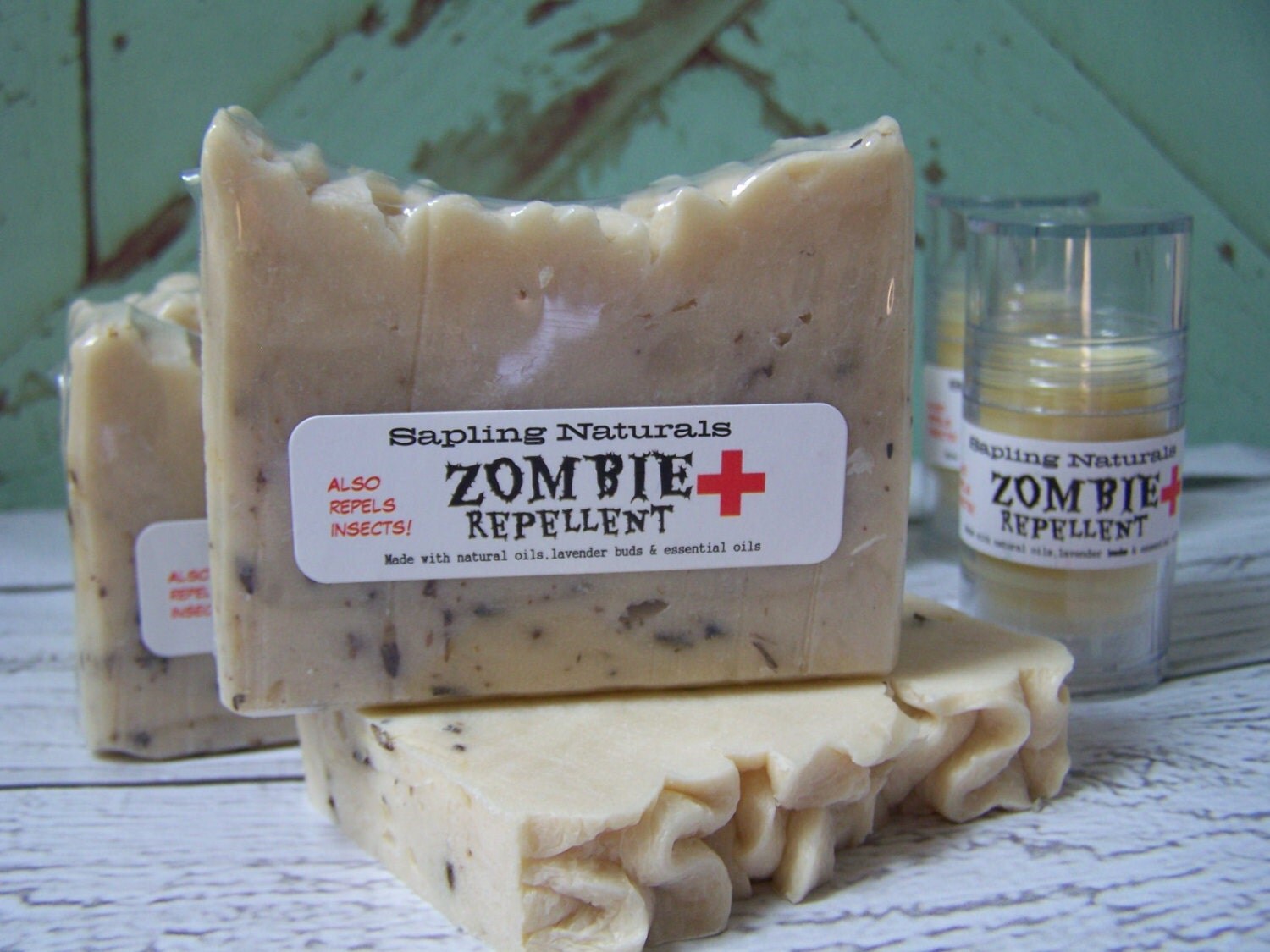 Zombie and Insect repellent Goat's Milk Soap with silk