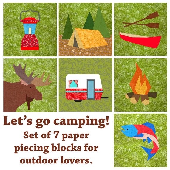 Let s Go Camping Quilt Block Paper Pieced Quilt Pattern