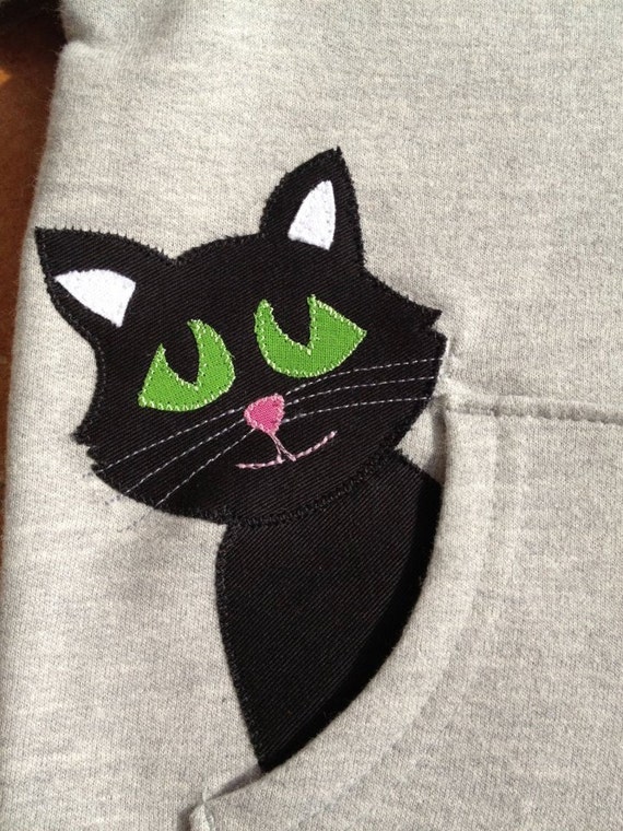 Items similar to Kitty Cat in my Pocket Zip Up Hoodie/ Jacket/ Coat on Etsy