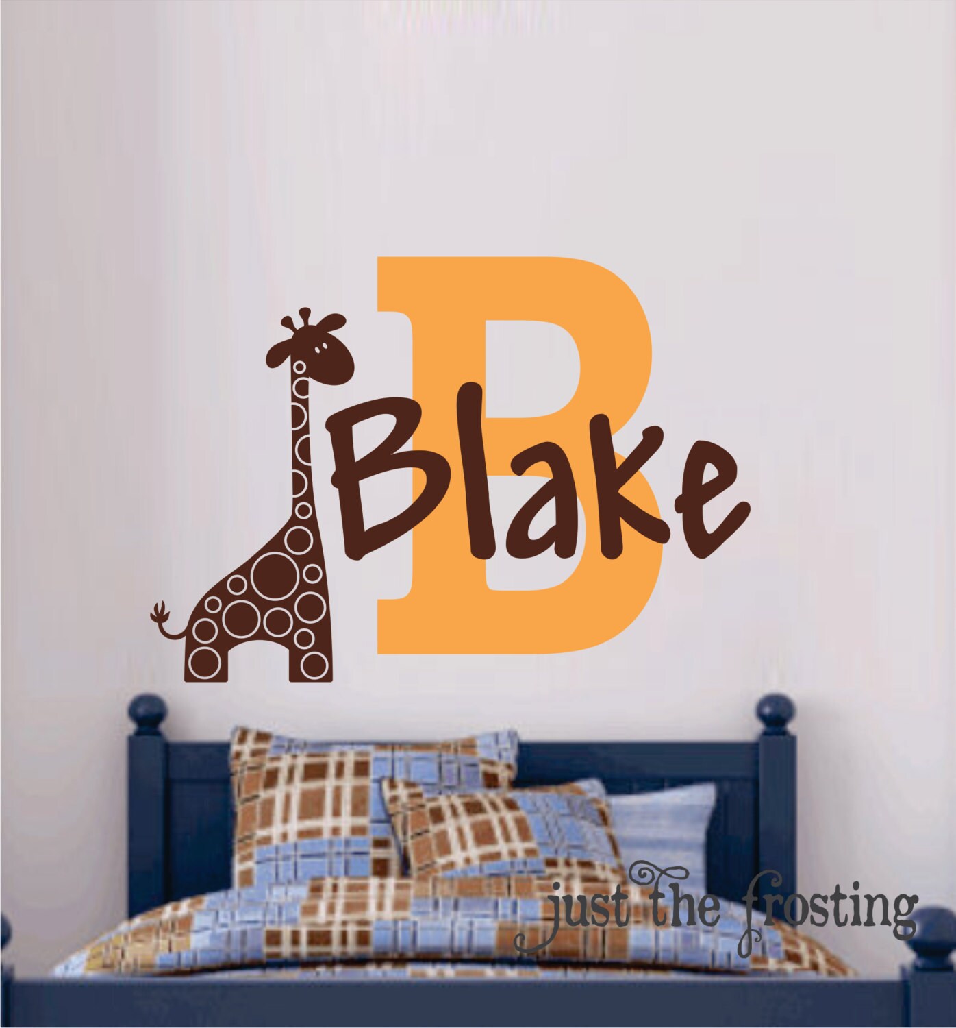 Safari Wall Decal Giraffe Wall Decal Name Vinyl Wall Decal