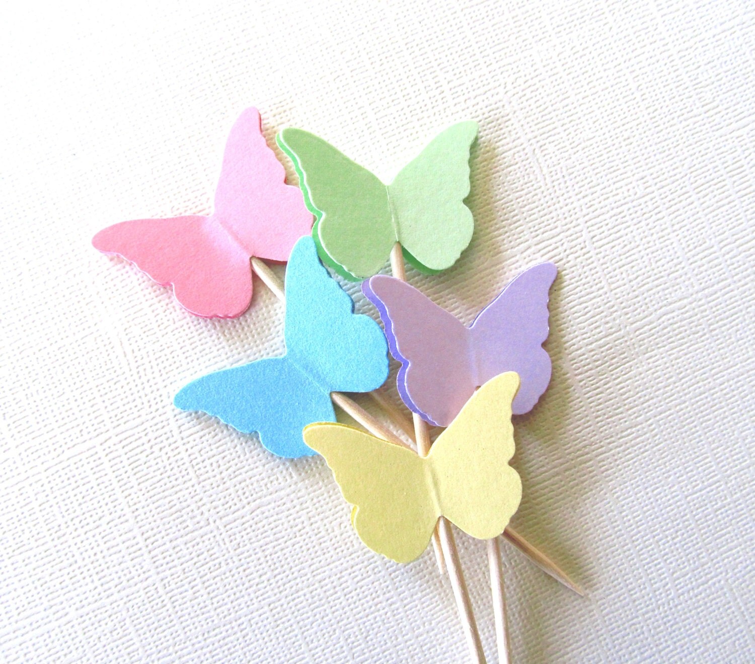 24 Pastel Butterfly Cupcake Toppers Party Decor by CatchSomeRaes