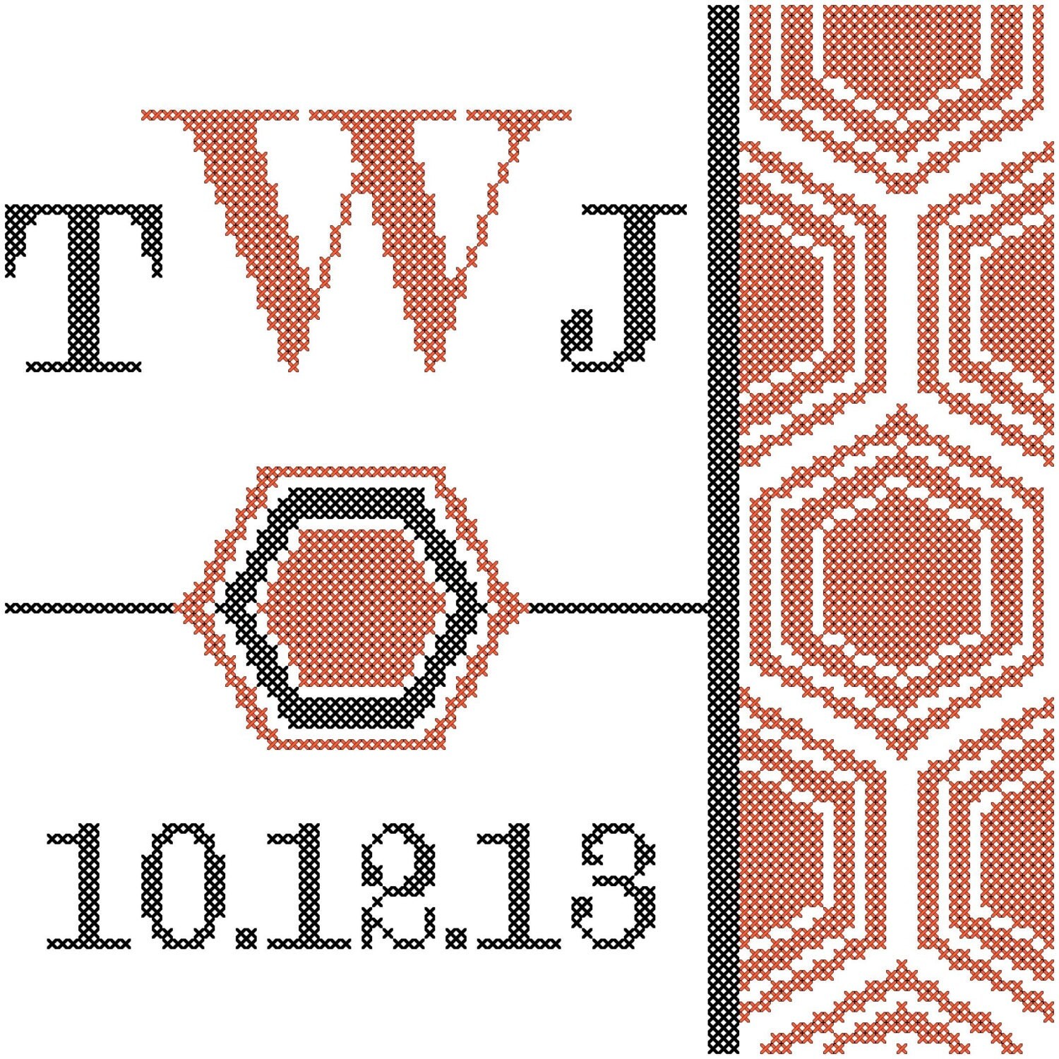 Modern Monogram Cross Stitch Pattern by oneofakindbabydesign