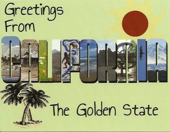 Big Letter California Postcard - Handmade - Large Letter - State Souvenir