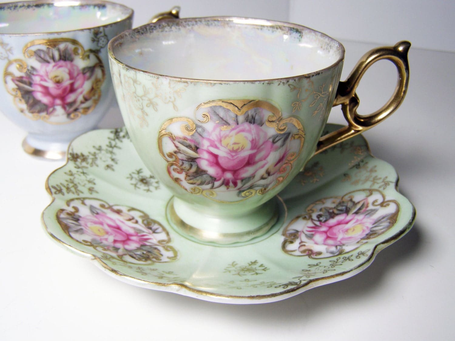 Vintage Pair Of Tea Cups And Saucers Tea For Two By LorettasCache   Il Fullxfull.417038782 19f8 