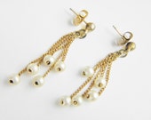 Vintage Pearl Chain Dangle Drop Earrings 60s