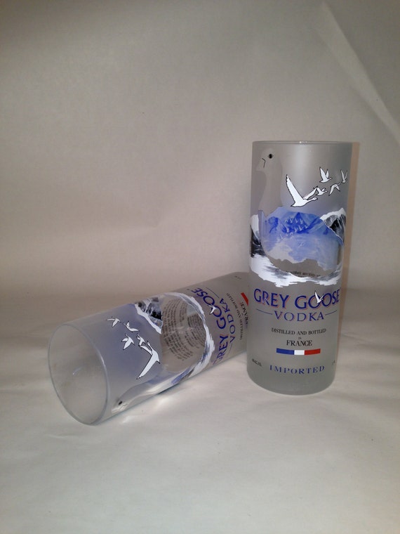 Grey Goose Vodka 375 Ml Recycled Bottle Glasses Set Of 2