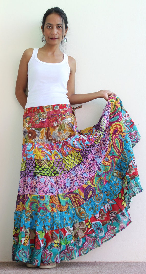 Maxi skirt Long hippie skirt : Boho Patchwork Collection II