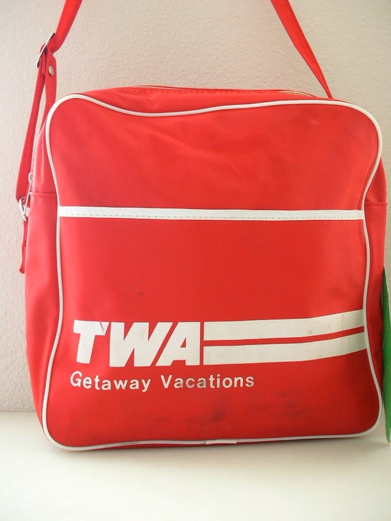 TWA Airline RED Carry On Tote TWA Travel Bag Tote Getaway