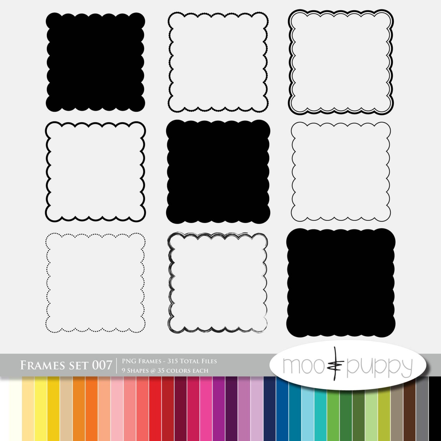 Digital Scrapbooking Frame Set 007 315 Total PNG by mooandpuppy