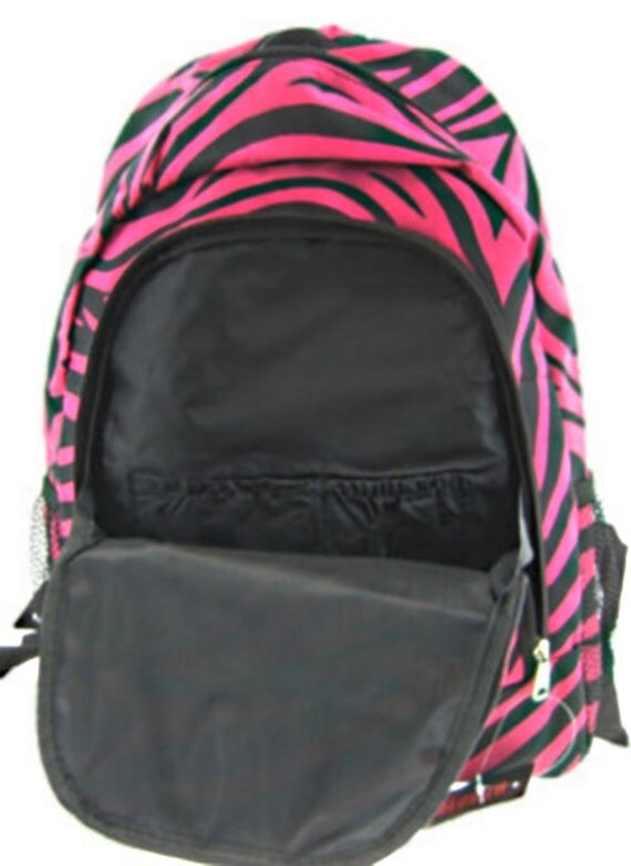 Personalized Zebra Backpack Girls Canvas Booksack Black