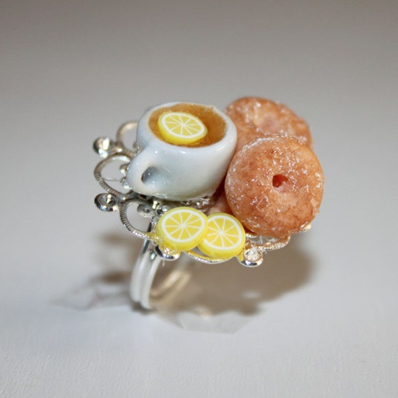 Tea party ring Cookie ring Lemon tea and donut ring