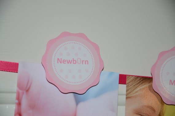 Pink Polka Dots, First Year Photo Clips, First Year Banner, Birthday Party, Any Theme Pretty Pink and White, c-1032 Il_570xn