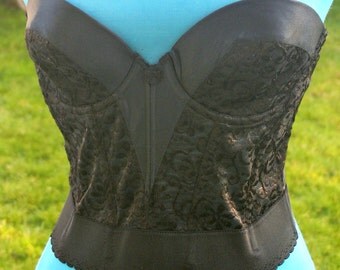union label black strapless boned low back corset size 36b