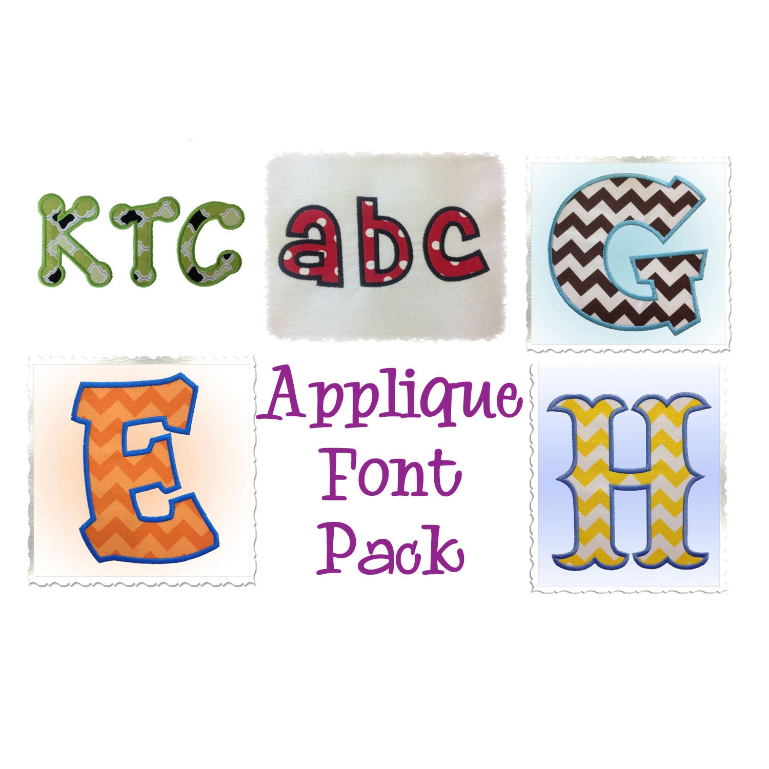 Applique Machine Embroidery Font Pack 5 Different Alphabets