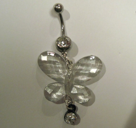 Belly Button Ring Barbell Ultra Lightweight Acrylic Butterfly