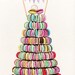 Rainbow Macaron Tower - ORIGINAL Watercolor 5 x 7 - Colorful Pastel Laduree Luxe Patisserie