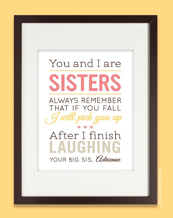 Sisters gift print Personalized Birthday Gift for Sister