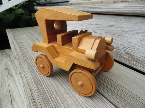 Items similar to Vintage Wooden Toy Car on Etsy