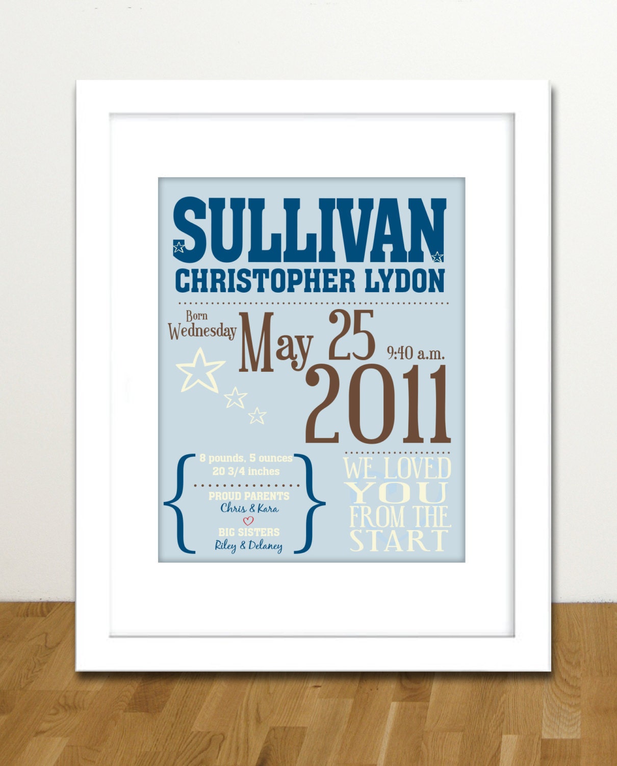 Custom Baby Announcement Keepsake Print Personalized 8 x 10