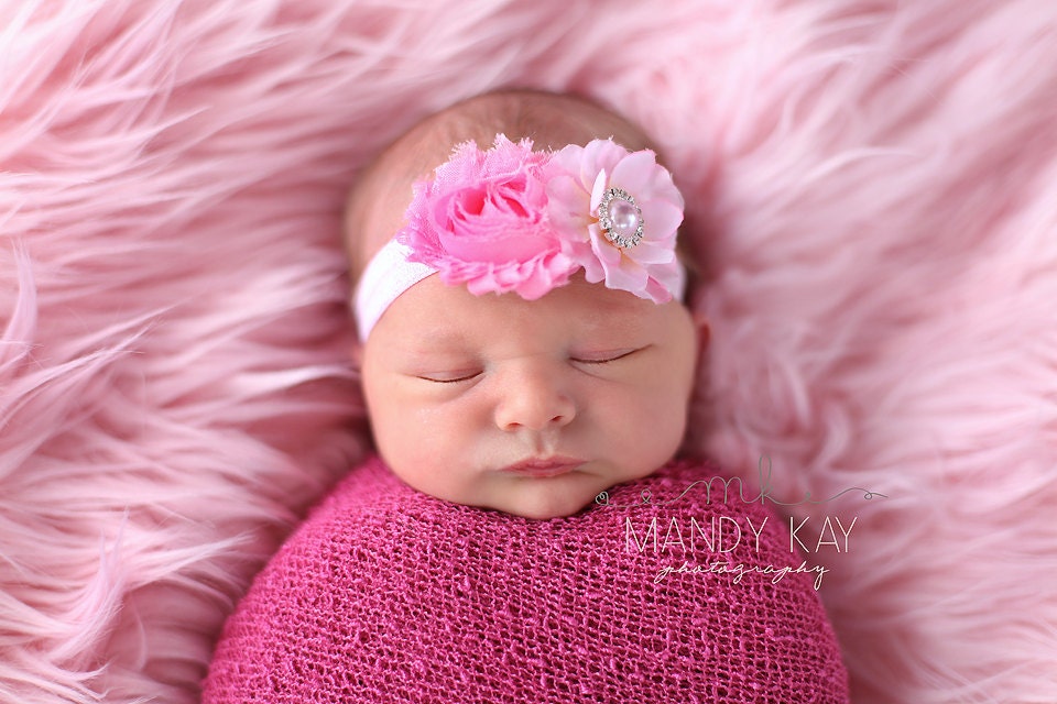 Infant headband. Pink baby girl Headbands..baby