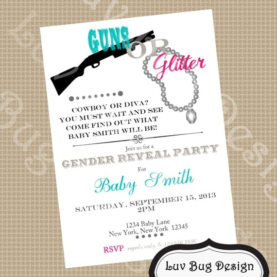 items similar to guns or glitter gender reveal pary