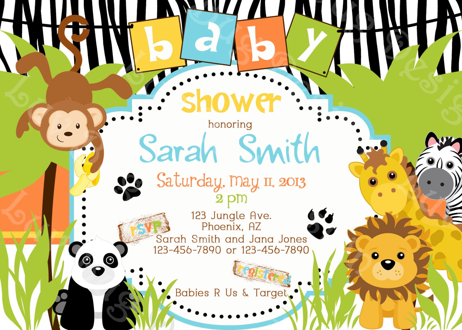 Printable Baby Shower Invitations Safari Theme 8