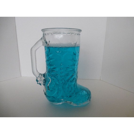 Items similar to Vintage Glass Cowboy Boot Beer Mug by Libby Canada on Etsy