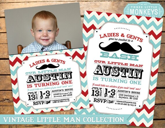 Vintage Little Man Mustache Birthday Party Pack Il_570xn