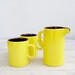 Retro Coffee Set, Vintage Cups and Pitcher, lemon yellow and brown, 70s coffee Set, Collectible, Kitchen dispaly