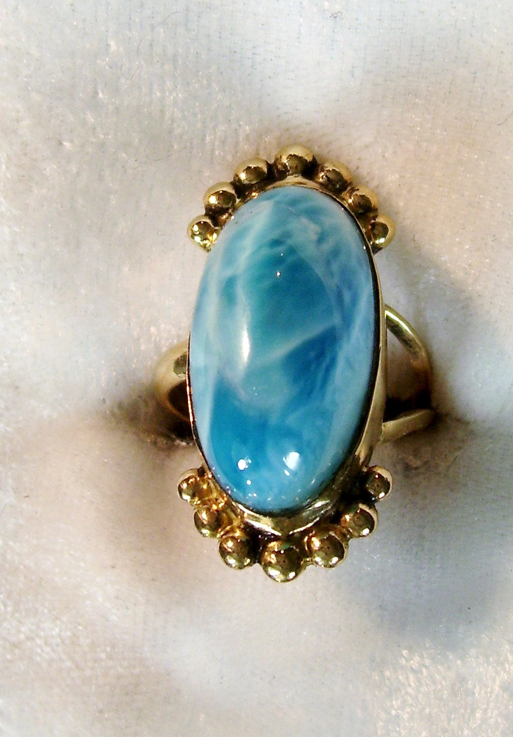 OUTSTANDING LARIMAR RING set in 14k Gold by Flagstafftraders