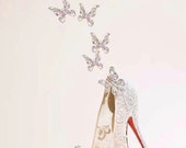 Louboutin Glass Slipper Illustration in Pink with Glittery Butterflies (11X14)