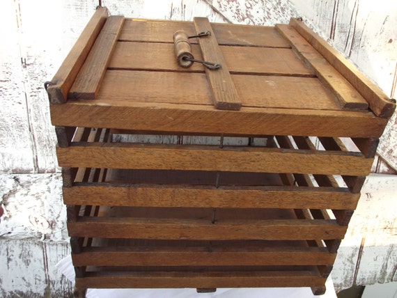 Antique Wooden chicken egg crate cage Vintage Farm Decor Box